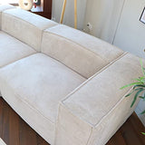 HOMIFAB Canapé modulable 3 Places en Velours côtelé Beige - Roma