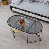 Ovale Table Basse Creative Side Table End Sofa Table avec Verre Trempé Et Pieds En Métal Meubles Salon Noir (Size : 80×40×45cm)