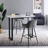 JaHECOME Lot de 4 Tabourets de Bar Gris avec Dossier et Accoudoir Rembourrés, Chaises de Bar en Velours avec Repose-Pieds en Métal pour Bistrots; Salle à Manger, Soirée