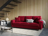 MICADONI - Canapé Convertible Moghan - 3 Places - Velours - Rouge