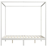 vidaXL Bois de Pin Massif Cadre de Lit à Baldaquin Lit Double Lit Adulte Lit Coffre Sommier à Lattes Chambre à Coucher Maison Intérieur Blanc 160x200 cm
