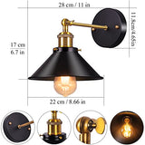 AWEKLIY Applique Murale en Métal Rétro Éclairage Industriel Suspension Luminaire Plafonnier Plafonnier E27 Pour Café Loft Cuisine Bar Restaurant Porche Allée Noir (Lot de 2)