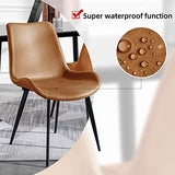 Ensemble de 2 chaises de Repas, Chaise rembourrée en Cuir PU Mat, Chaise latérale Moderne, Chaise en métal (Brunes) dans la Cuisine, la Salle à Manger, la Chambre et Le Salon