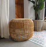 Table Basse Ronde en rotin, Table rétro Art déco, Tabouret Multifonctions, Convient au Salon, à la Chambre à Coucher, au Bureau (Plusieurs Tailles en Option)