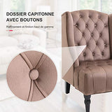 Homcom Fauteuil Chesterfield Grand Confort Dossier Assise capitonné avec Boutons Velours Marron