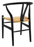 JARDIN DECO Chaise en Bouleau laqué Noir et Papier cordé