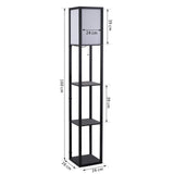 Homcom Lampadaire étagère Lampe étagère 26L x 26l x 160H cm 3 étagères 4 Niveaux MDF Noir