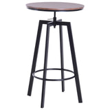 Homcom Ensemble Table de Bar Design Industriel + 2 tabourets Hauteur réglable MDF Coloris Bois Noyer Acier Noir