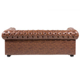 Canapé 2 à 3 Places en Simili Cuir Marron Vintage Chesterfield