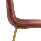 Yata Home Lot de 4 Chaises 44x44x87cm Rose Anthracite Tendance Scandinave Velours Pied Métal Look Bois Salle à Manger Salon Bureau Chambre