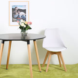 EGGREE Chaises Salle à Manger Scandinaves Lot de 4 Chaises de Cuisine, Rétro Tulip Rembourrée Chaise de Salle de Bureau, Pieds en Bois de Hêtre Massif, Blanc