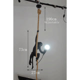 Singe Pendentif Lampe Noir Punk Industriel Rétro Résine Lustre Mode Salle À Manger Living Ambiante Lampe Chanvre Corde Lustre, E27