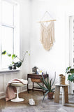 Mkouo Macramé Mural à Suspendre pour Plante Suspension Corde Driftwood Decor Bohême Tricoté en Coton Décor Tapisserie, 17" W x 26" L