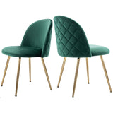 Wahson Chaises Salon en Velours Doux avec Pieds en métal plaqué Or Réglables, Lot de 2 Chaises pour Salon/Chambre à Coucher/Cuisine/Vanity,Vert