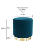 Suhu Pouf Tabouret Velours Coiffeuse Repose Pied Rond de Salon Design Chaise Moderne Siège Vintage Deco Bas en Métal Gold Vert