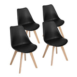 EGGREE Chaises Salle à Manger Scandinaves Lot de 4 Chaises de Cuisine, Rétro Tulip Rembourrée Chaise de Salle de Bureau, Pieds en Bois de Hêtre Massif, Noir