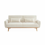 Alice's Home - Canapé Convertible à bouclettes Blanches- Oskar - 2-3 Places scandinave Droit avec Pieds Bois