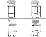 Wahson Lot de 2 Chaise de Bar en Peluche, Tabouret de Bar Moderne Rembourré avec Pieds en Métal, Chaise Huate Bar Confortable pour Îlot et Bar, Gris