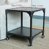 Jcnfa-Tables Table Basse Industrielle LOFT Américaine, Table Basse À roulettes en Fer, Table D'appoint Canapé Créatif, Table Basse Carrée avec Rivets, Noir
