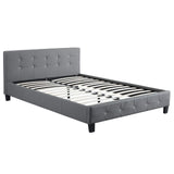 IDIMEX Lit Double pour Adulte Josy Couchage 140 x 190 cm avec sommier 2 Places / 2 Personnes, tête et Pied de lit capitonnés avec Strass, revêtement synthétique Gris