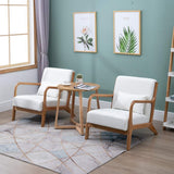 Canapé Chaise en Bois Massif Chaise Longue Soutien Lombaire Ventiler Coussin Tissu Convient pour Chambre Salon Salle d'étude,Blanc