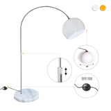 CCLIFE Lampe Lampadaire à arc salon courbée - Lampe arceau moderne en chrome - Lampadaire sur pied marbre- Couleurs au choix: Blanc/Orange, Couleur:Blanc