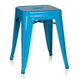 hjh OFFICE 645004 tabouret bistrot VANTAGGIO bleu clair métallique au look industriel et moderne, empilable