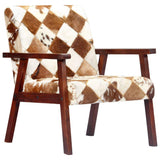 Tidyard Fauteuil de Salon | Fauteuil Relax 61 x 69 x 72 cm en Cuir Véritable de Chèvre Blanc et Marron