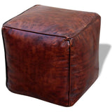VidaXL 243426 Pouf en Cuir véritable pour Pouf 45 x 45 x 45 cm Taille Unique