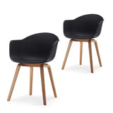 Damiware Romeo Lot de 2 chaises avec accoudoirs Tendance rétro Salle a Manger- (Noir)