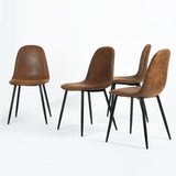 FITATHOME Lot de 4 Chaises Tendance Scandinave Rétro Vintage Suède Marron Pied Métal Noir Salle à Manger Salon Bureau Chambre
