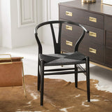 Wishbone Chaise Y en Bois Massif Chaise de Salle à Manger en rotin Naturel Beech-Black