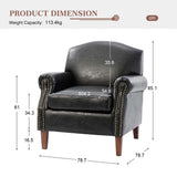 HULALA HOM Chaise d'appoint en Similicuir avec Pieds en Bois rétro Fauteuil rembourré Confortable avec Garniture de tête de Clou Chaise de canapé Simple pour Salon Chambre à Coucher Noir