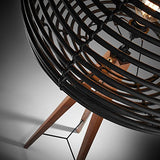 Kave Home - Lampadaire Layton noir en rotin noir et bois massif d'acajou