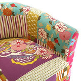 Versa Pink Patchwork Fauteuil pour Salon, Chambre ou Salle à Manger, Canapé Confortable et différent, avec accoudoirs, Dimensions (H x l x L) 56 x 62 x 64 cm, Coton et Bois, Couleur: Rose