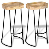vidaXL 2X Bois de Manguier Massif Tabouret de Bar Gavin Meuble de Bistrot