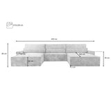 mb-moebel Grand canapé d'angle XXL en U panoramique lit Convertible avec Coffre 6/7 Places - en Tissu Velours côtelé - Salon & séjour – Denver U Poso 38 Beige Clair