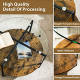 SICOTAS Table Basse Ronde Table Basse de Salon en Verre avec 2 Étagères, Structure en Métal, Design Industriel,Table en Verre pour Salon, Balcon, Bureau, 80 x 80 x 45 cm