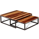 Festnight 2 pcs Ensemble de Table Basse Gigogne Style Rétro Bois de Sheesham Massif
