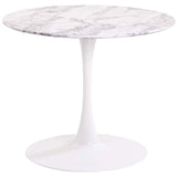 Menzzo Jasmine Table Ronde, Bois,Métal, Blanc/Gris, Taille Unique