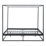[en.casa] Lit à Baldaquin Style Intemporel Cadre de Lit Double avec Sommier à Lattes pour 2 Personnes Lit Design Industriel 2 Places Capacité 200 kg Métal 160 x 200 cm Noir