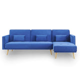 ANA - Canapé d'angle en Tissu Velours Bleu Convertible Modulable Angle Réversible
