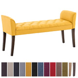CLP Banquette Cleopatra Rembourrée Revêtement en Tissu - Chaise Longue avec Accoudoirs - Piétement en Bois - Banquette Capitonnée - Couleur: Jaune, Antique foncé