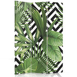 Feeby Frames Paravent déco Feuilles Impression 1 Face 3 Panneaux Vert 110x150 cm
