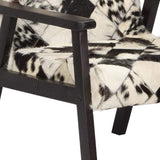 Festnight Fauteuil de Salon | Fauteuil en Cuir véritable Luxueux | Fauteuil de Bureau | Fauteuil Relax pour Canapé | Noir et Blanc