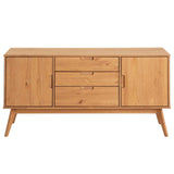 IDIMEX Buffet Tivoli Style scandinave Design Vintage Nordique Commode bahut vaisselier avec 3 tiroirs et 2 Portes battantes, en pin Massif Finition Bois Naturel teinté