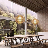 Fine Asianliving Abat-jour Plafonnier Bambou Fait Main - Lena D50cm Bambou Plafonnier Luminaire Lampe Suspendue Suspension Lampe Orientale Chinois Japonais Abat-Jour Fait