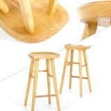 DJ Tabouret de Bar Chaise de Salle à Manger en Bois composée de 2 pièces, siège Ergonomique avec Tapis antidérapant pour Repose-Pieds - Balcon du comptoir du café, Couleur Bois (39 * 40 * 75cm)