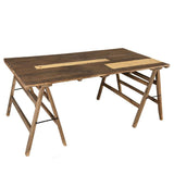 MACABANE Table tréteaux 180x100cm en Bois recyclé-Esprit Brocante, 184x15x102