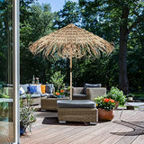 Relaxdays Hawaï Parasol de Plage en Bois et Feuille de Palmier résistant aux intempéries Naturel 250 x 260 cm